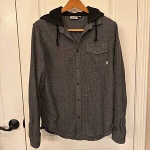 VANS Men's Flannel Gray S with Hoodie Size Small Shirt Cozy!
